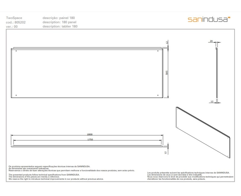 Панель для ванны Sanindusa Twospace 180см черная