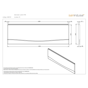 Vannas panelis Sanindusa 160cm Balts