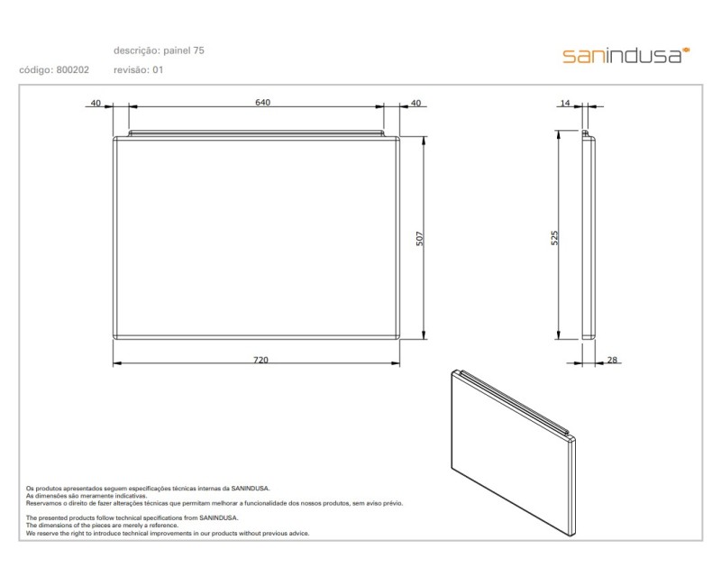 Vannas panelis Sanindusa 75 Balts