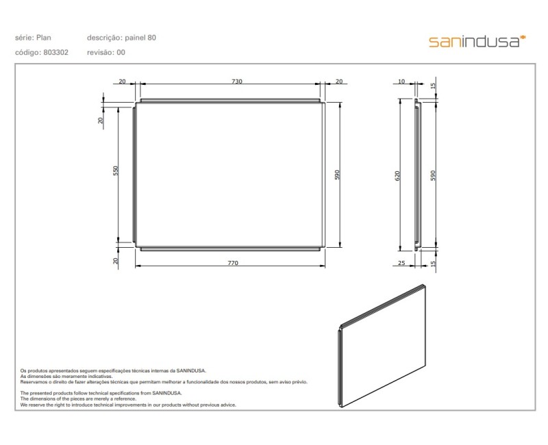 Панель для ванны Sanindusa Plan 80см Белая