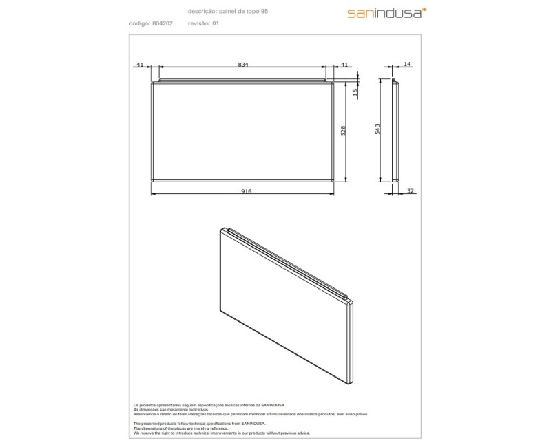 Vannas panelis Sanindusa 90cm Balts