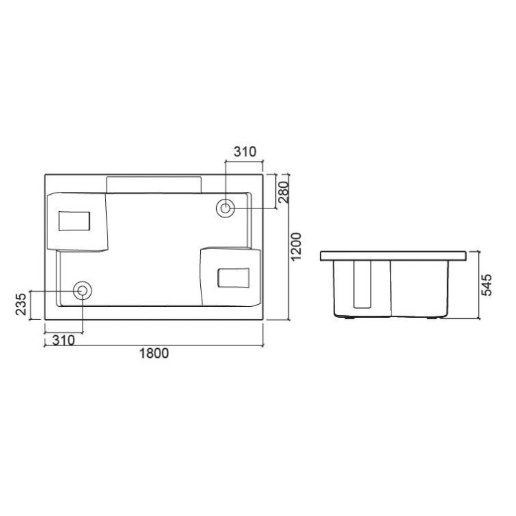 Ванна Sanindusa Twospace 120x180см Белая Ванна Sanindusa Twospace 120x180см Белая