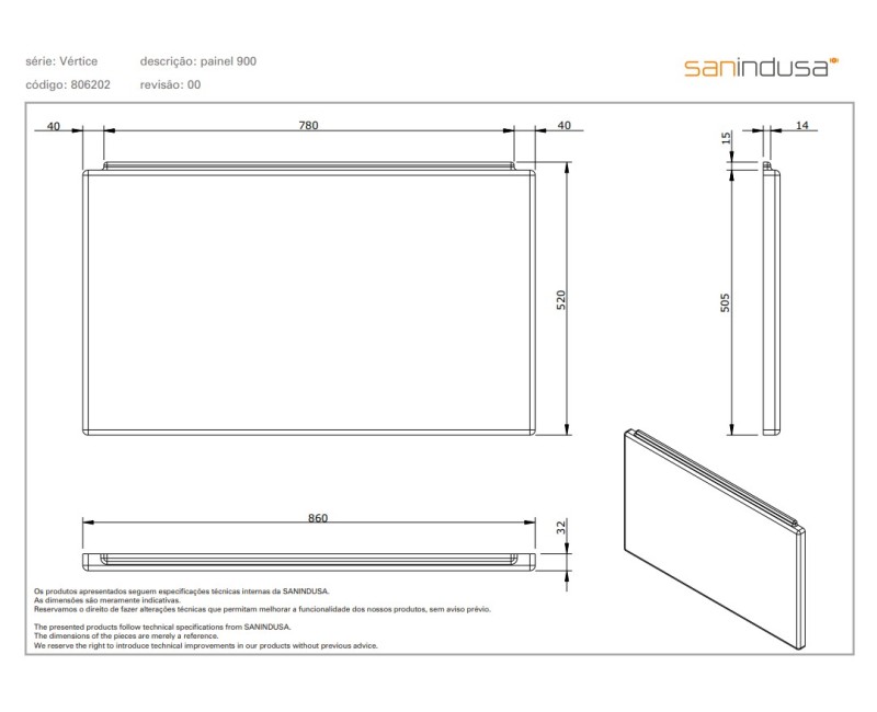 Vannas Panelis  Sanindusa Vertice 90 Balts
