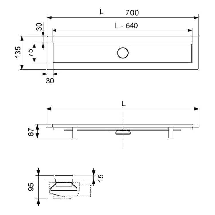 Dušas kanāls TECElinus ar resti 700mm Dušas kanāls TECElinus ar resti 700mm