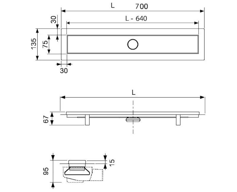 Dušas kanāls TECElinus ar resti 700mm