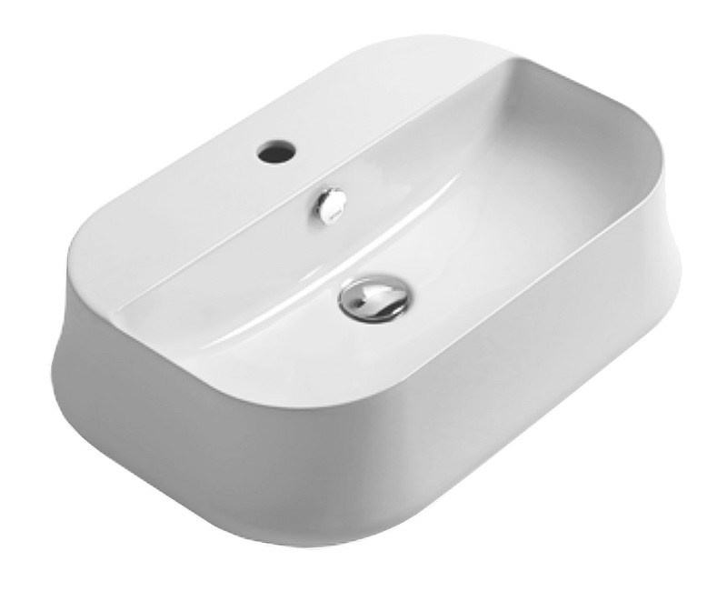 Раковина для ванной комнаты Simas Sharp 60х42см, квадратная, на поверхности, с отверстием для смесителя, белая