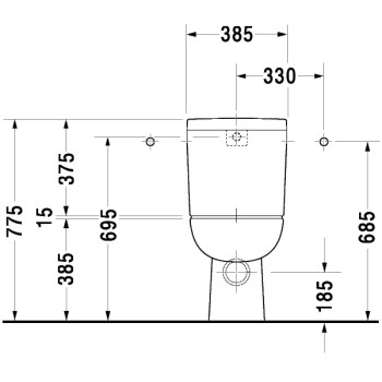 Tualetes pods Duravit D-Code WC kompakts, (bez tvertnes) slēpti pievadi, bez vāka