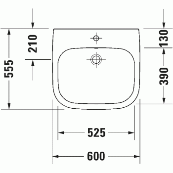 Vannas istabas izlietne Duravit D-Code invalīdu 600x550mm