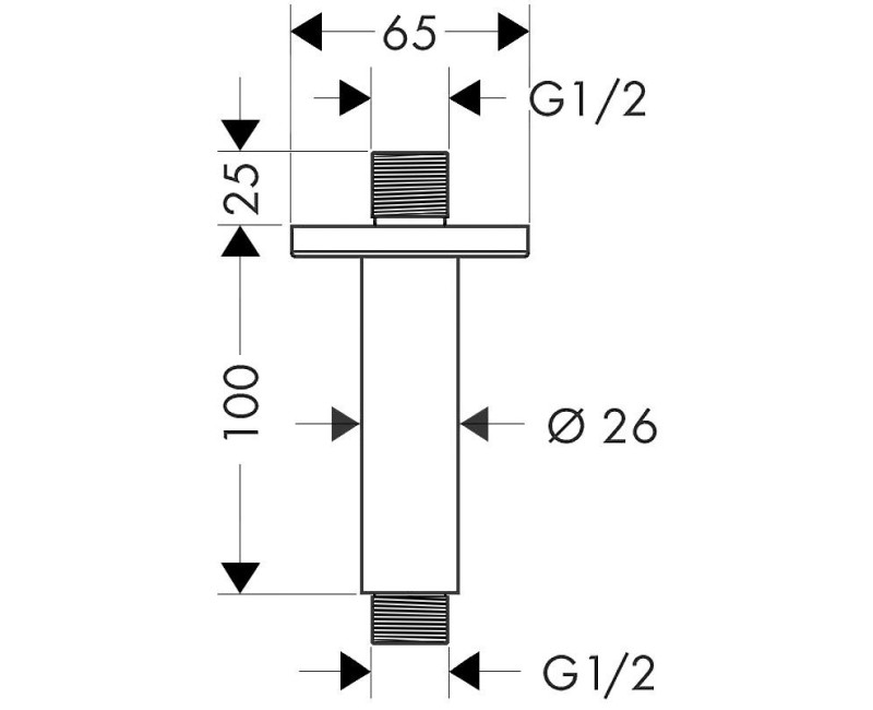 Dušas galvas turētājs Hansgrohe Vernis Shape no griestiem 10cm, hroms