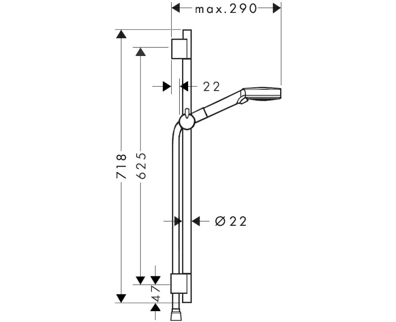Dušas komplekts Hansgrohe Vernis Blend Vario ar rokas dušu, 650mm, melns