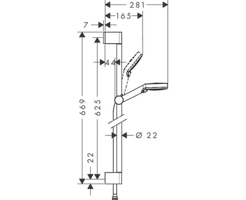 Dušas komplekts Hansgrohe Crometta Vario, 0.65m stienis