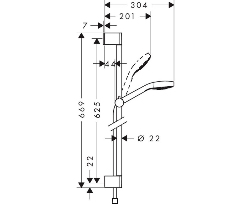 Dušas komplekts Hansgrohe Croma Select E Vario EcoSmart 9l/min/Unica'Croma 0.65m, balts/hroms