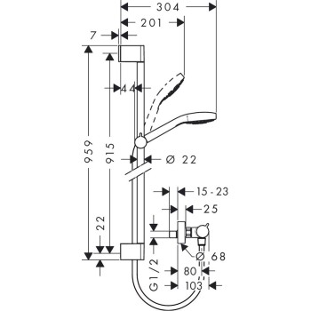 Dušas Klausule Hansgrohe Croma Select E Vario ar dušas stieni 0.90m un termostatu, balts/hroms