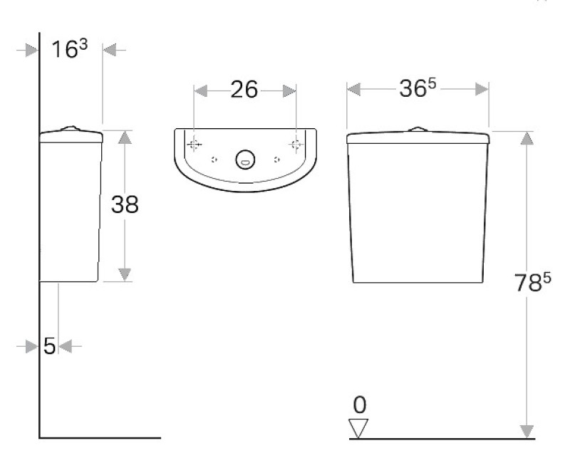 Смывной бачок для бака Geberit Selnova с приводом снизу