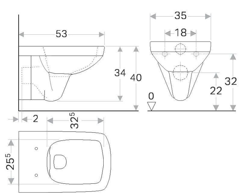 Piekaramais Tualetes pods Geberit Selnova Square kvadrātveida Rimfree