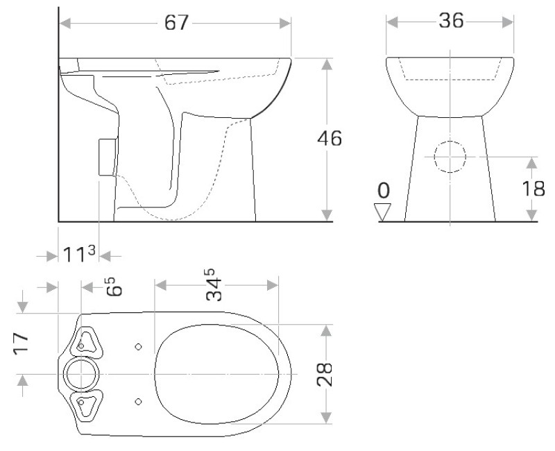 Tualetes poda apakša Geberit Selnova Comfort  cilvēkiem ar kustību ierobežojumiem, augstums 46cm