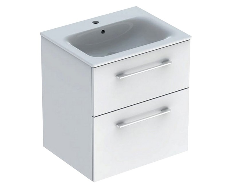 Шкаф для ванной Geberit Selnova Square с раковиной 60см, комплект, белый