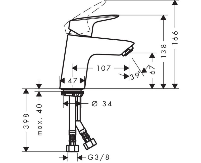 Vannas istabas izlietnes maisītājs Hansgrohe Logis 70 ar push-open, hroms