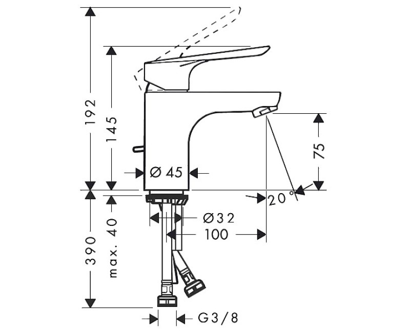 Vannas istabas izlietnes maisītājs Hansgrohe Logis E 70, ar pop-up, hroms