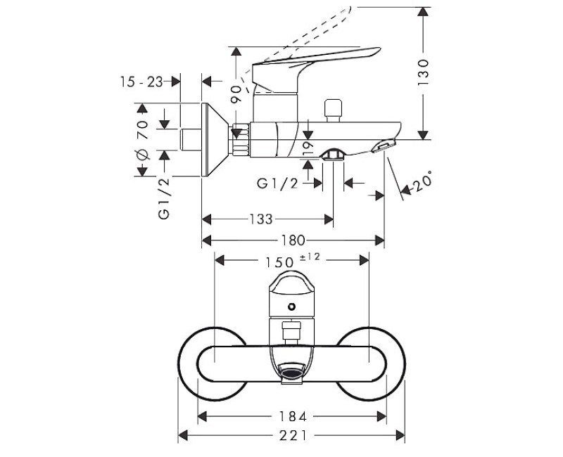 Vannas / Dušas maisītājs Hansgrohe Logis E, hroms