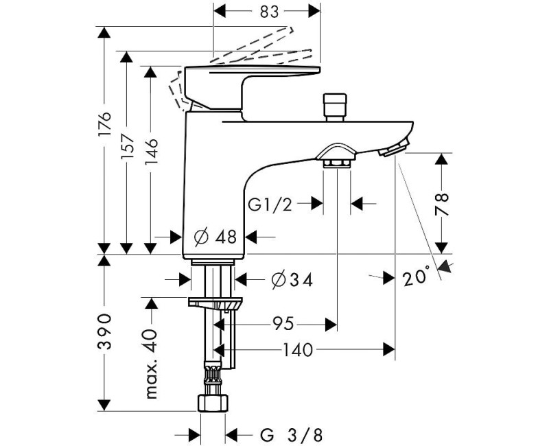 Смеситель для ванны/душа Hansgrohe Vernis Blend Monotrou, хром