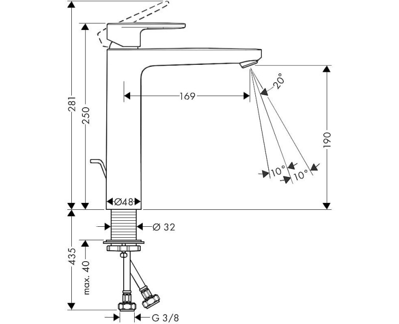 Vannas istabas izlietnes maisītājs Hansgrohe Vernis Blend 190, ar pop-up, hroms