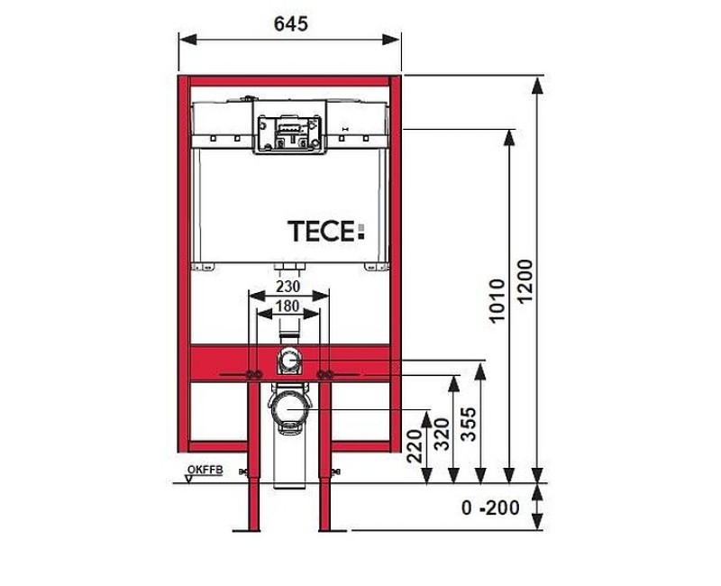Монтажная рамка TECEprofil универсальный модуль для унитаза 8см
