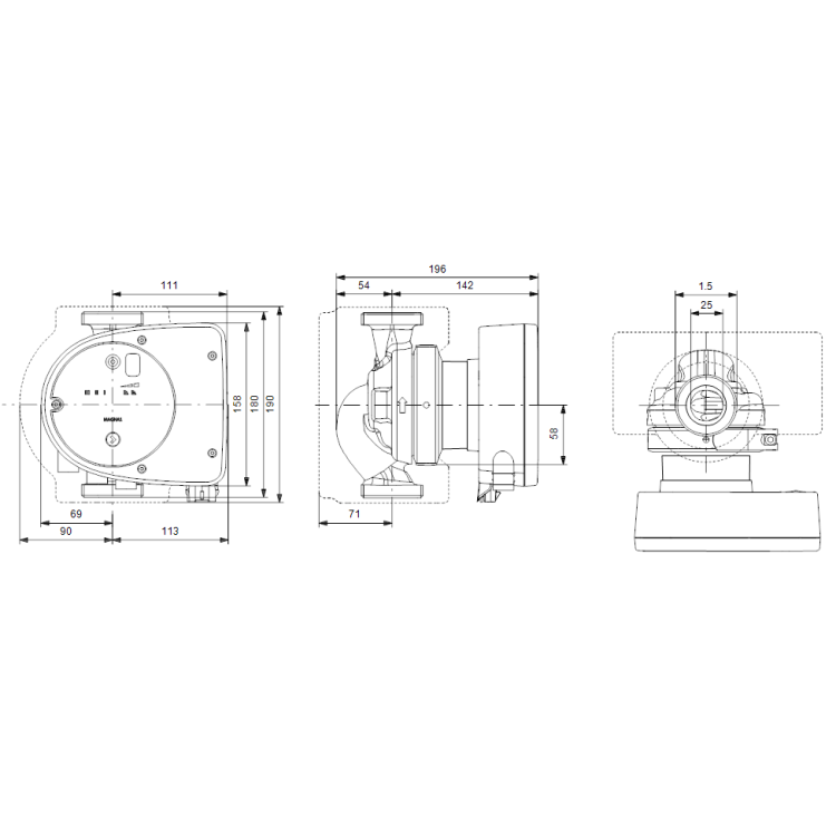 Cirkulācijas sūknis Grundfos MAGNA1 25-100 Cirkulācijas sūknis Grundfos MAGNA1 25-100