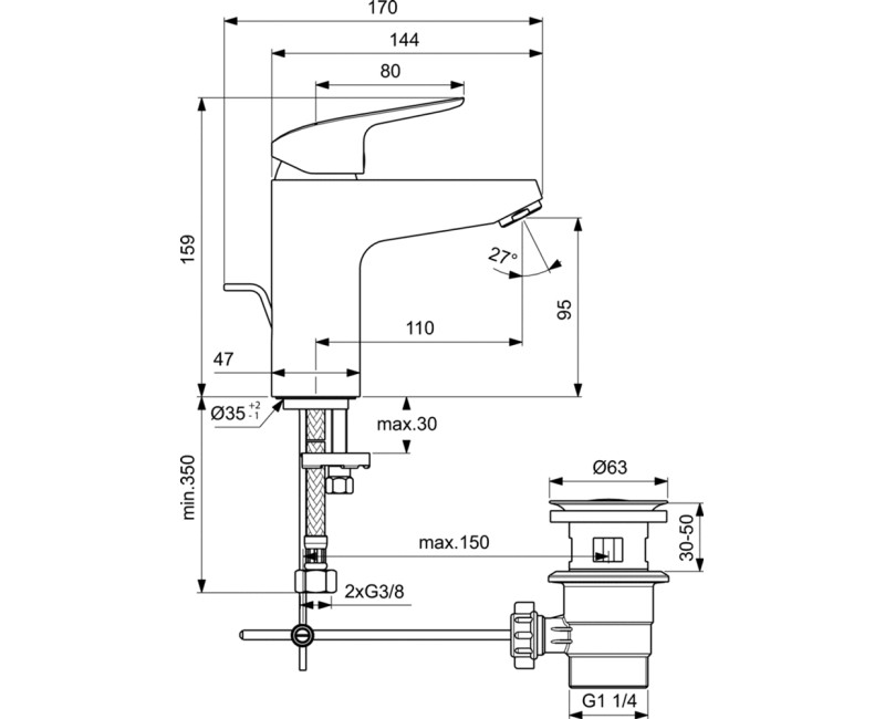 Ideal Standard Ceraflex Смеситель для умывальника, B1712AA
