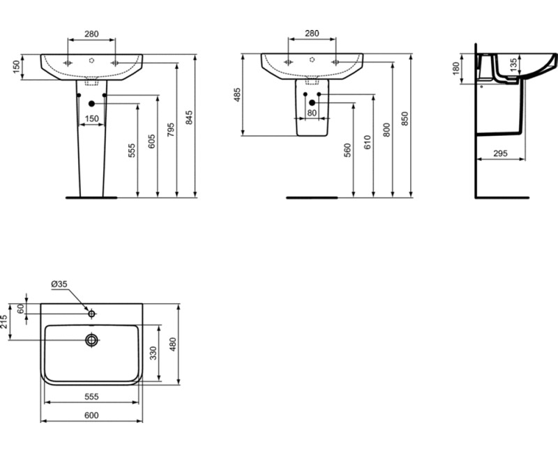 Vannas istabas izlietne Ideal Standard i.life B izlietne, 550x480x180mm (h)