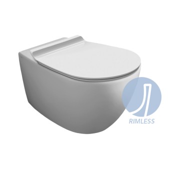 Piekaramais tualetes pods Simas Vignoni Rimless sienas WC poda komplekts, balts