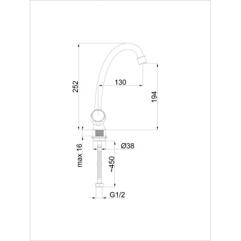 Смеситель для кухни Rubineta C-8 CROSS C8J006 Хромирован