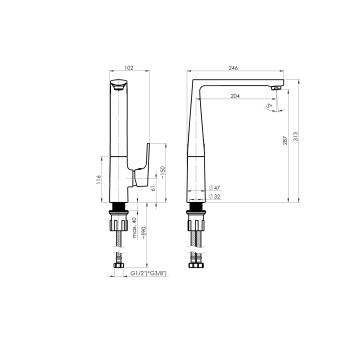 Кухонный смеситель Rubineta Modena-33 MD30008 Хромированн