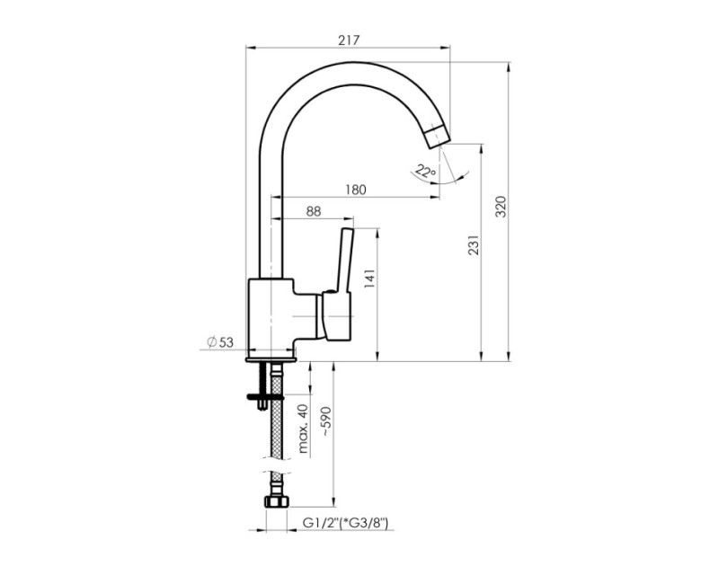 Virtuves ūdens maisītājs Rubineta ULTRA-33 U30008 Hromēts