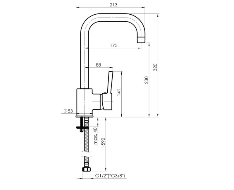 Кухонный смеситель Рубинета ULTRA-37 ULTRA-37 U70008 Хромированн