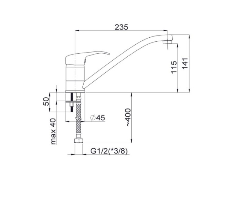 Смеситель для кухни Рубинета Юта Y-20 Марс Y00003 Хромирован