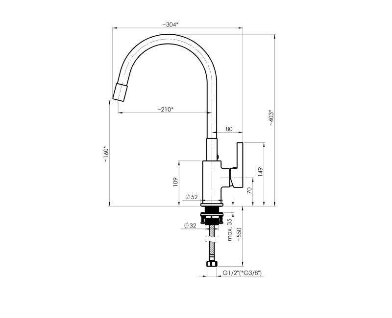 Кухонный смеситель Rubineta Flexy-33 (BK2) FL300668 черный