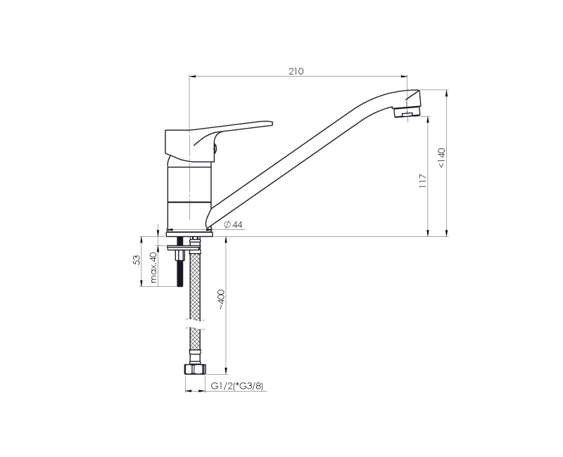 Virtuves ūdens maisītājs Rubineta Luka-20 LU00008 Hromēts