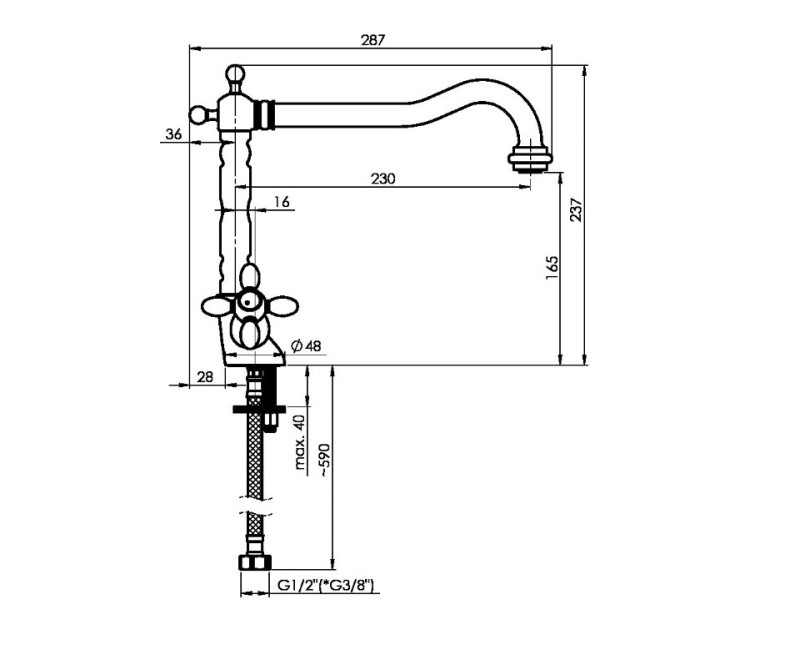 Кухонный смеситель Rubineta Venezia-33 V8L096 Золотой цвет