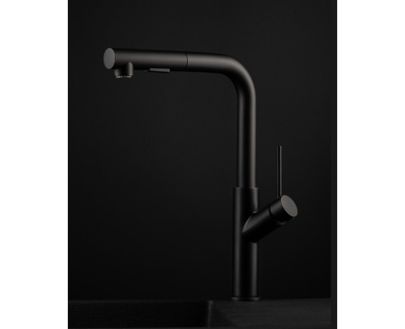 Кухонный смеситель Rubineta Bona-35 PO (BK) с выдвижной насадкой BO35068 черный