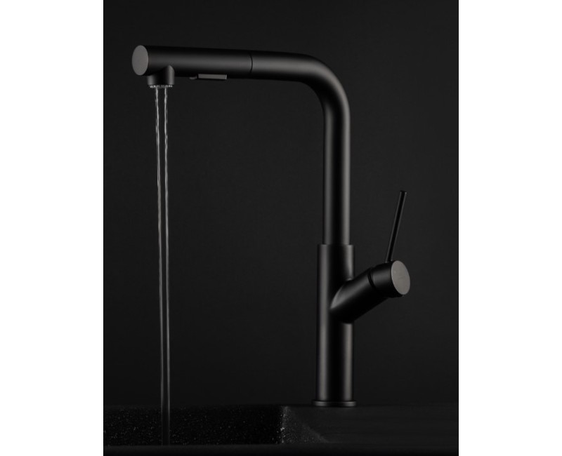 Кухонный смеситель Rubineta Bona-35 PO (BK) с выдвижной насадкой BO35068 черный