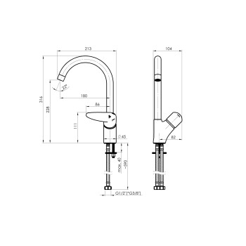 Virtuves ūdens maisītājs Rubineta Static-33 A30008 Hromēts