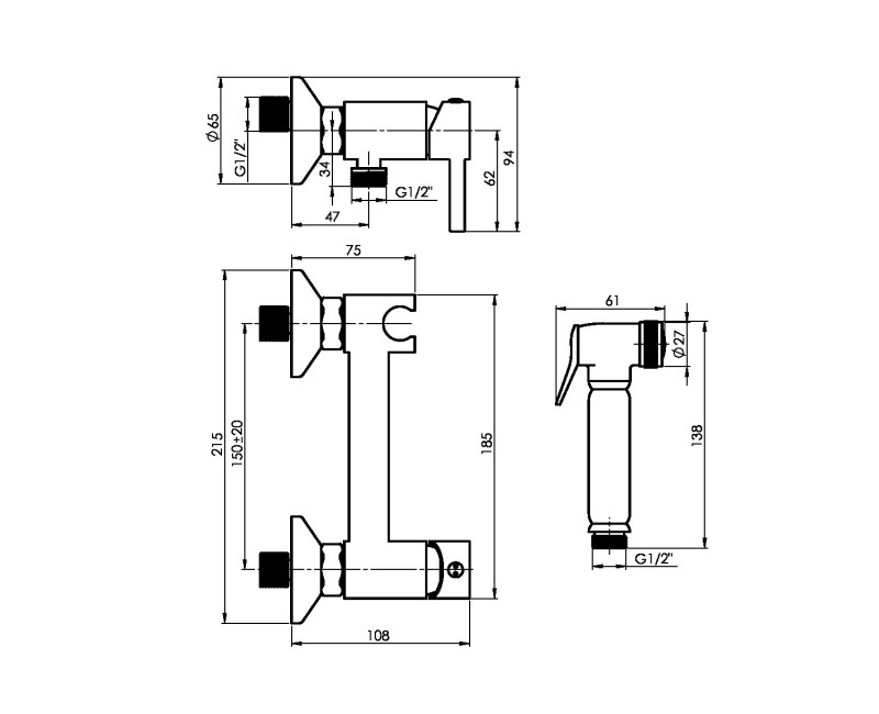 Смеситель для биде Рубинета Onyx