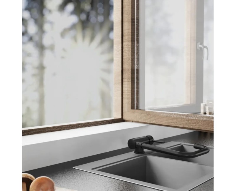 Смеситель для кухни Schütte Window складной черный матовый