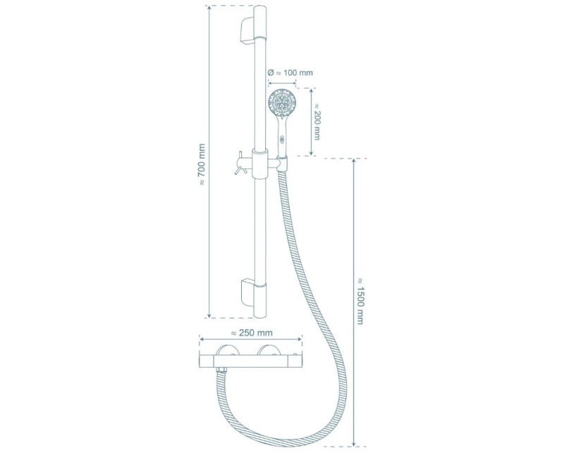 Душевая система Schütte HOGA Aqua 2 с термостатами и хромированной штангой
