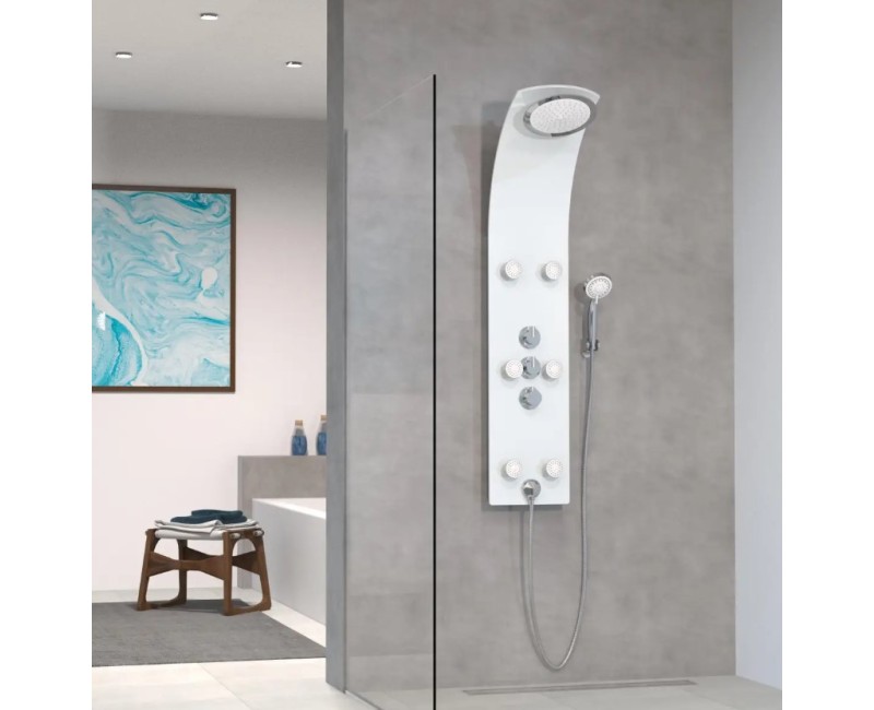Dušas sistēma Schütte LANZAROTE panelis ar maisītāju, balts  stikls