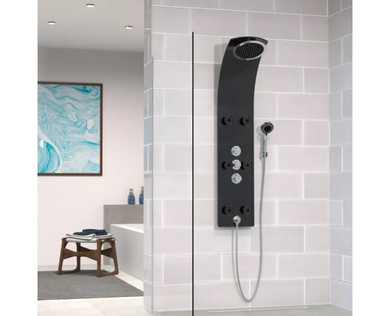 Dušas sistēma Schütte LANZAROTE panelis ar maisītāju melns stikls