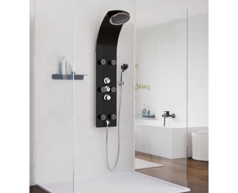 Dušas sistēma Schütte LANZAROTE panelis ar maisītāju melns stikls
