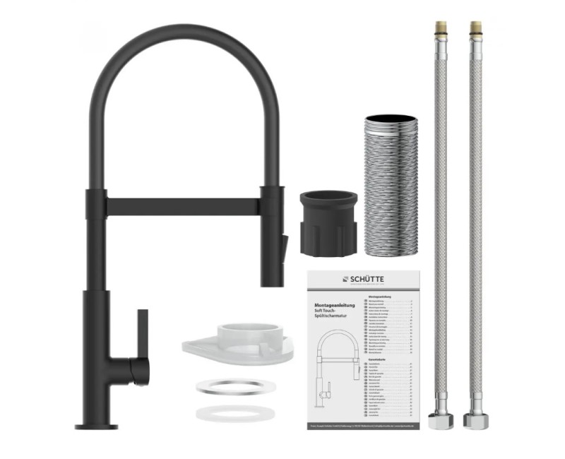 Virtuves maisītājs Schütte Miami ar dušu, melns matēts