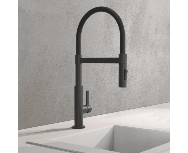 Virtuves maisītājs Schütte Miami ar dušu, melns matēts